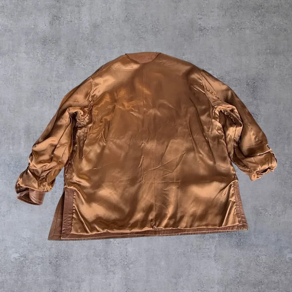 VTG Marco Pierguidi Italian Leather Jacket Mens Med Brown Car Chore Coat Italy⁠
